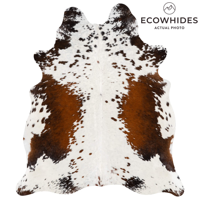 Brazilian Chocolate and White Cowhide Rug Size 6'7" L x 5'7" W 2705