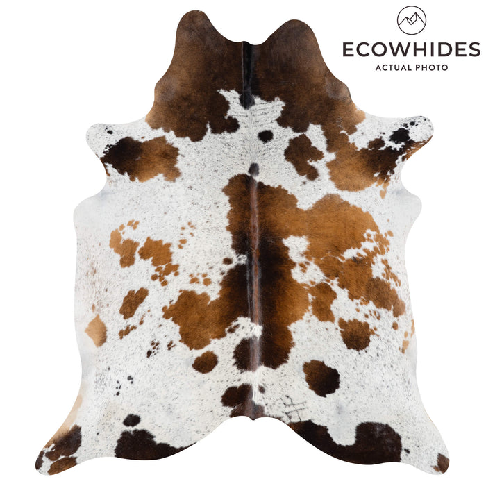 Brazilian Chocolate and White Cowhide Rug Size 6'8" L x 5'10" W 2708
