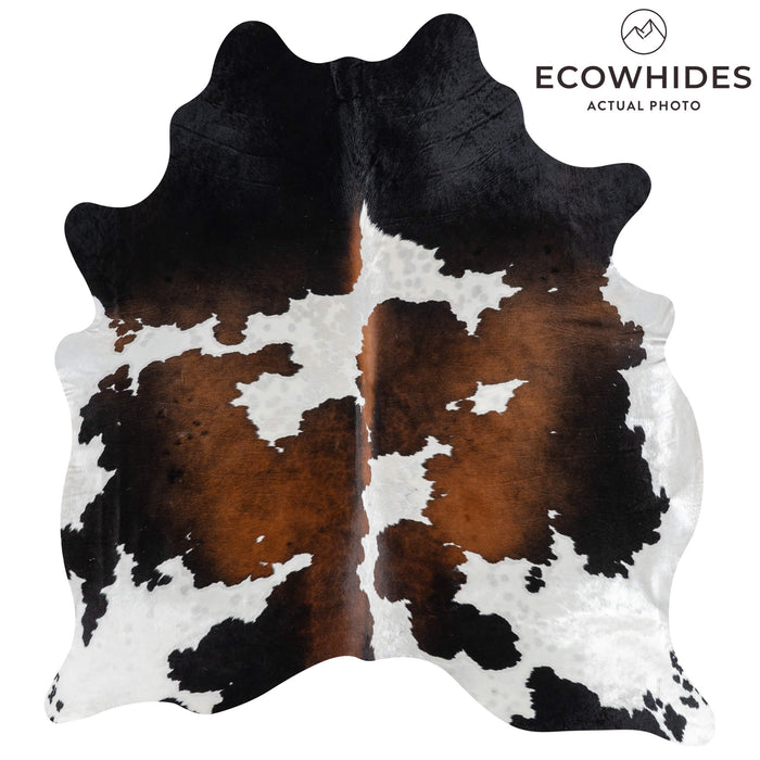 Brazilian Chocolate and White Cowhide Rug Size 7'5" L x 6'7" W 2713