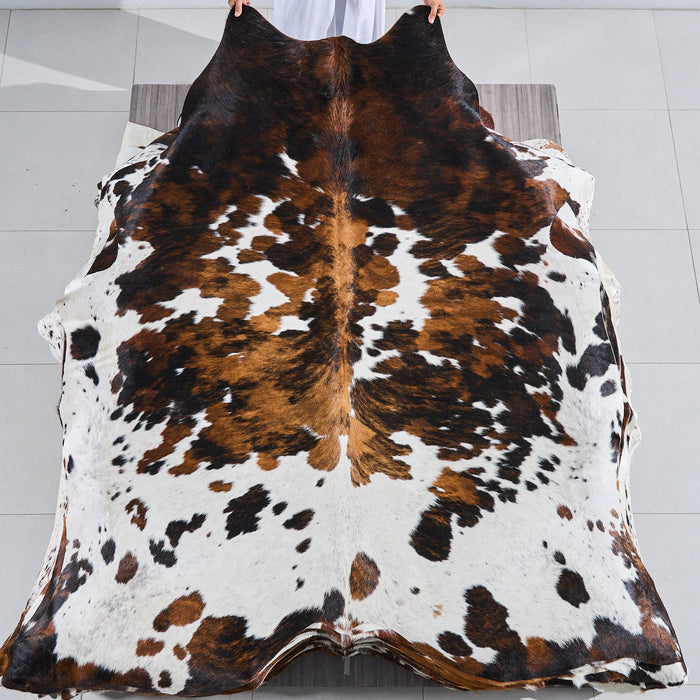 Tricolor Cowhide Rug Size 7'4" L x 6'9" W 2821