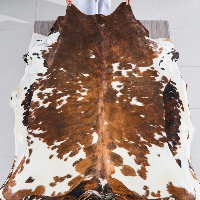 Tricolor Cowhide Rug Size 6'10" L x 6'2" W 2843