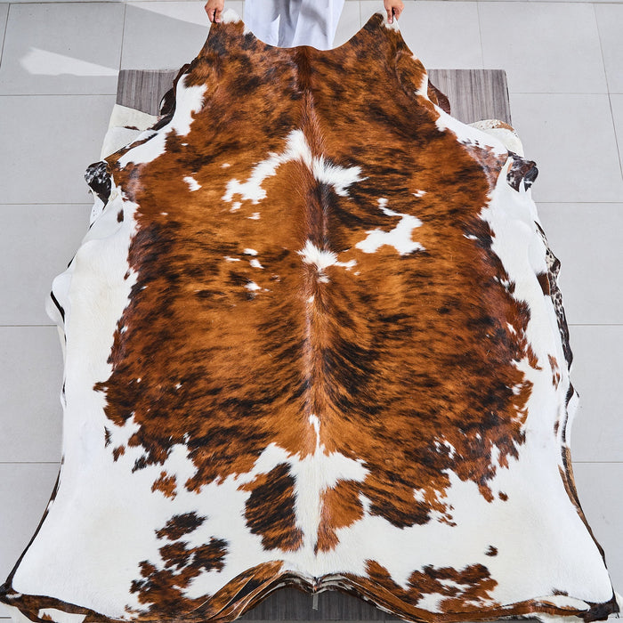 Tricolor Cowhide Rug Size 7'5" L x 6'10" W 2855