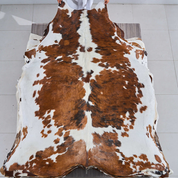 Tricolor Cowhide Rug Size 7'10" L x 6'8" W 2898