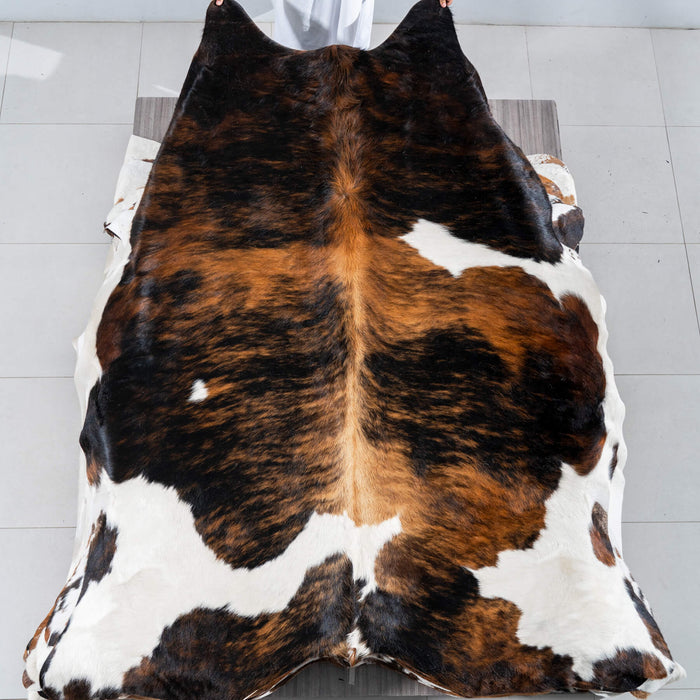 Dark Tricolor Cowhide Rug Size 8'3" L x 6'11" W 2924