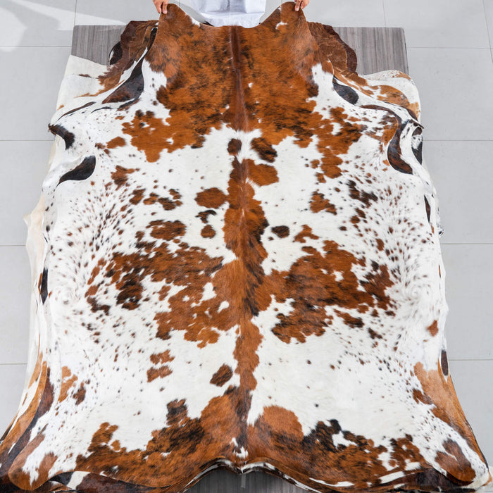 Tricolor Cowhide Rug Size 7'2" L x 6'6" W 2945