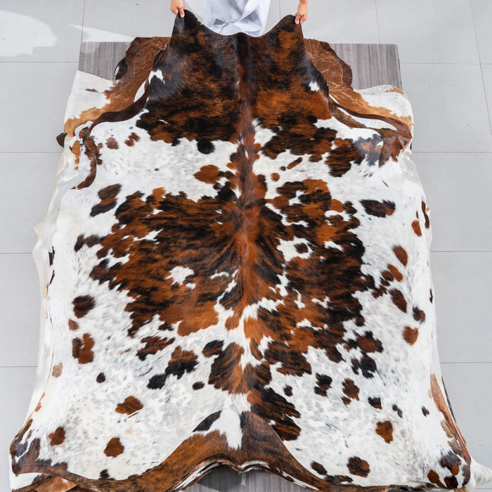 Tricolor Cowhide Rug Size 7'7" L x 6'9" W 2982