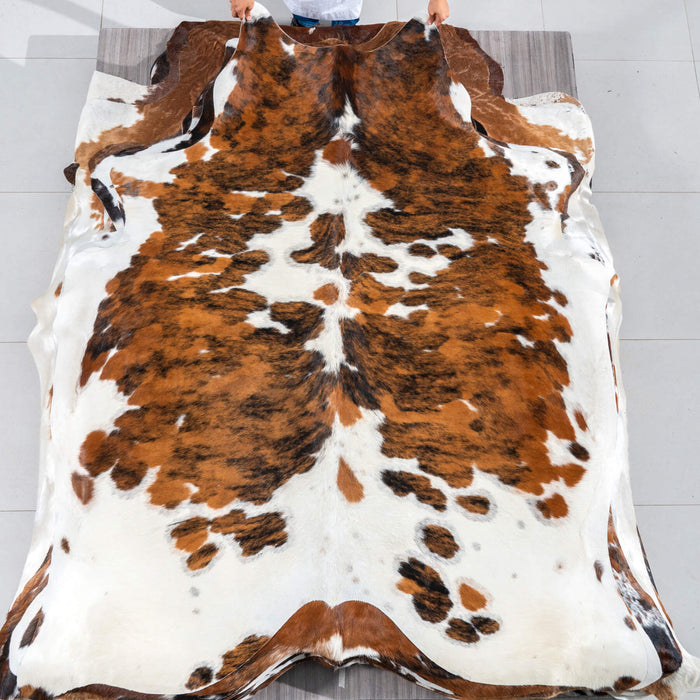 Tricolor Cowhide Rug Size 7'5" L x 6'1" W 2992