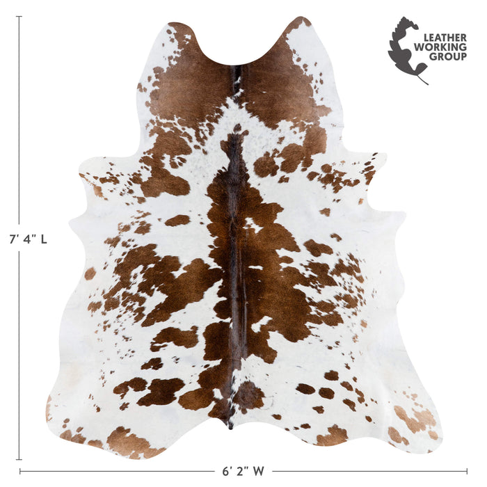 Brazilian Chocolate and White Cowhide Rug Size 7'4" L x 6'2" W 3067