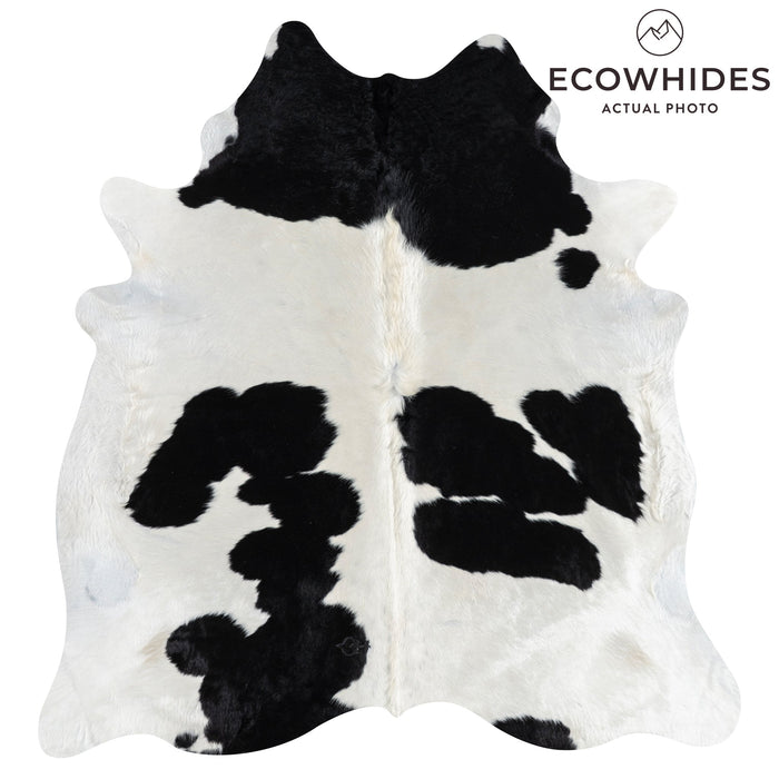 Brazilian Black and White Cowhide Rug Size 7'10" L x 7'1" W 3254
