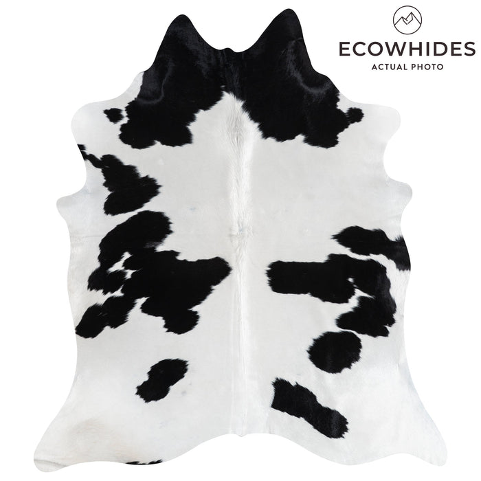 Brazilian Black and White Cowhide Rug Size 7'10" L x 6'8" W 3256