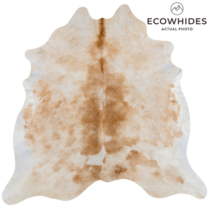 Brazilian Palomino and White Cowhide Rug Size 7'6" L x 7'4" W 3265