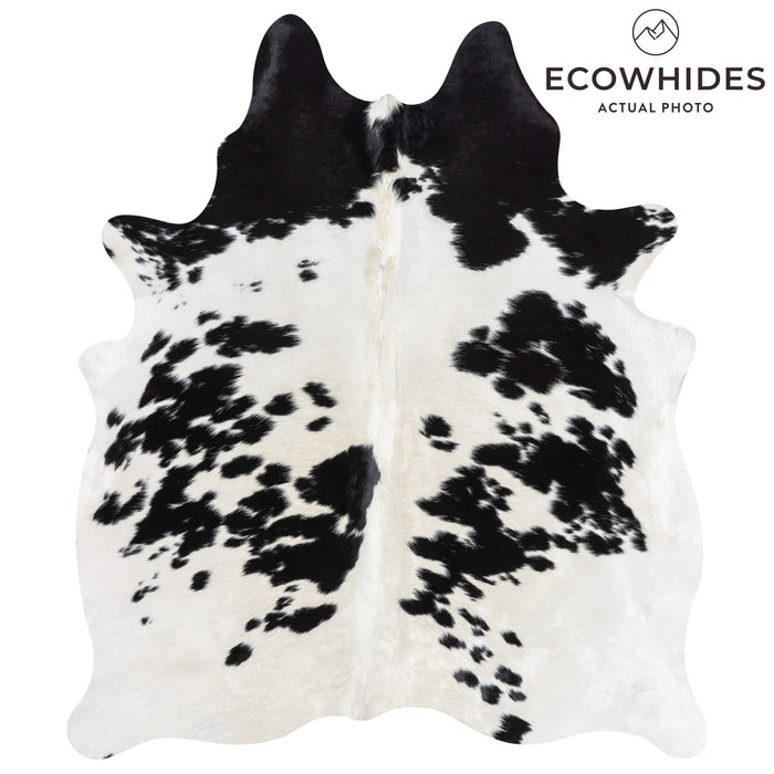 Brazilian Black and White Cowhide Rug Size 6'4" L x 5'6" W 3398