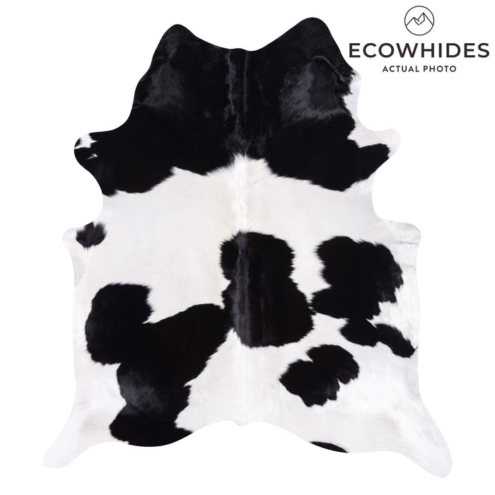 Brazilian Black and White Cowhide Rug Size 6'9" L x 6'2" W 3402