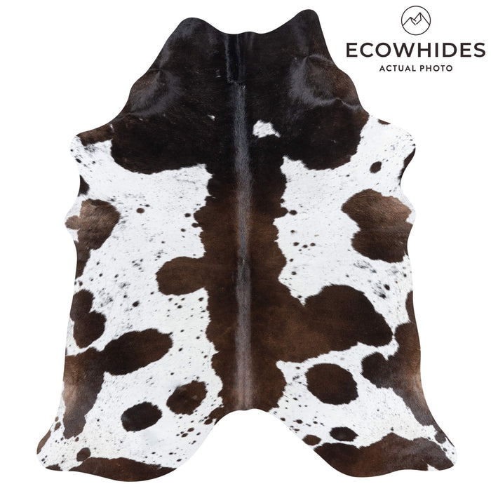 Brazilian Chocolate and White Cowhide Rug Size 7'5" L x 5'11" W 3443