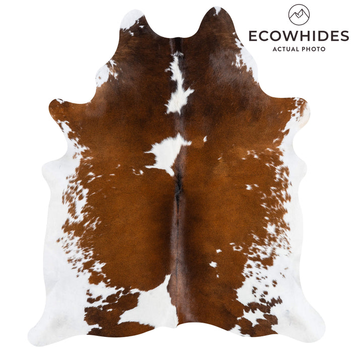 Brazilian Chocolate and White Cowhide Rug Size 6'6" L x 5'8" W 3455