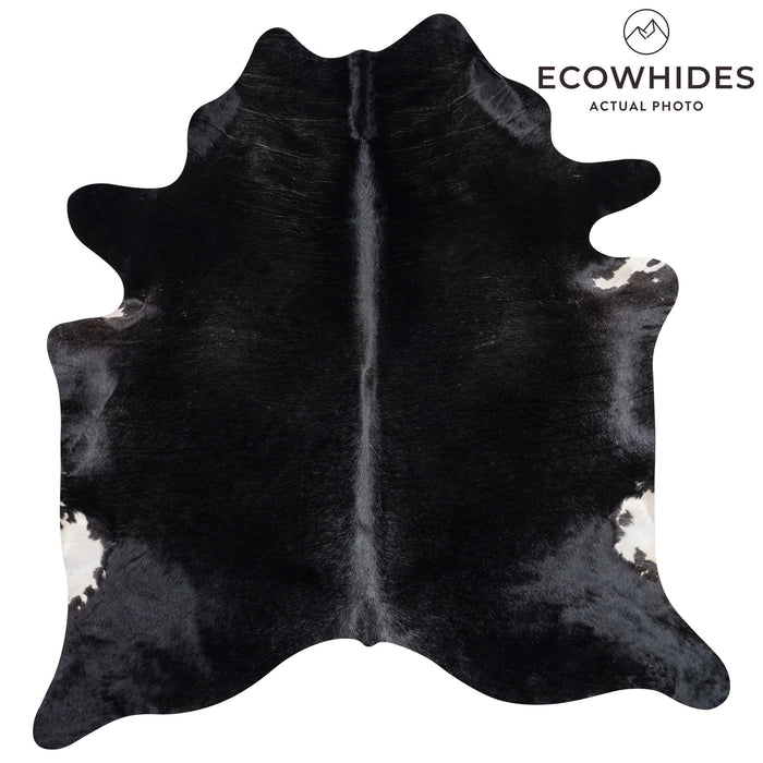 Brazilian Solid Black Cowhide Rug Size 7'5" L x 6'11" W 3608