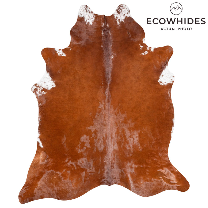 Brazilian Brown and White Cowhide Rug Size 7'10" L x 6'7" W 3616