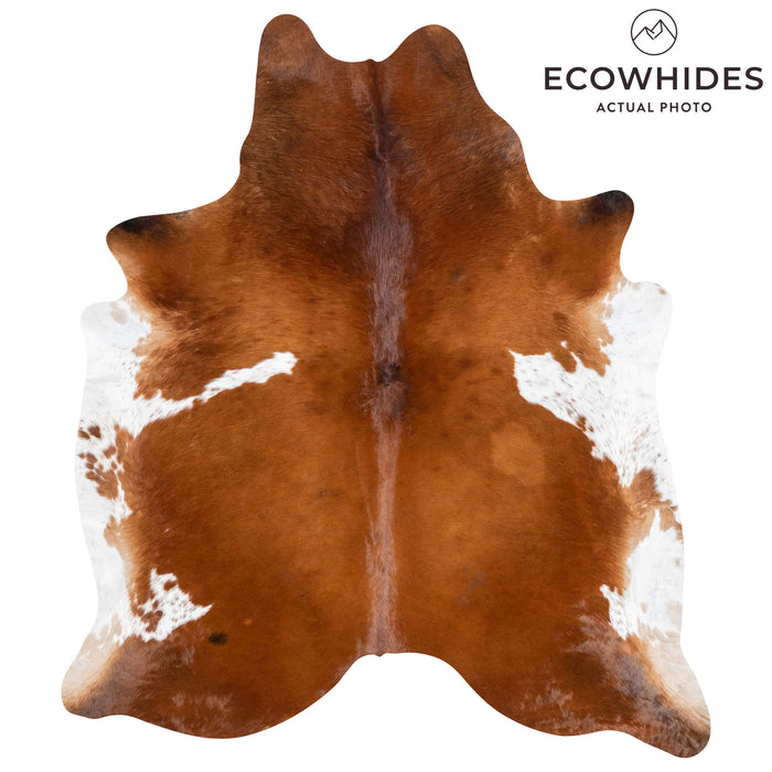 Brazilian Brown and White Cowhide Rug Size 8'1" L x 6'8" W 3617