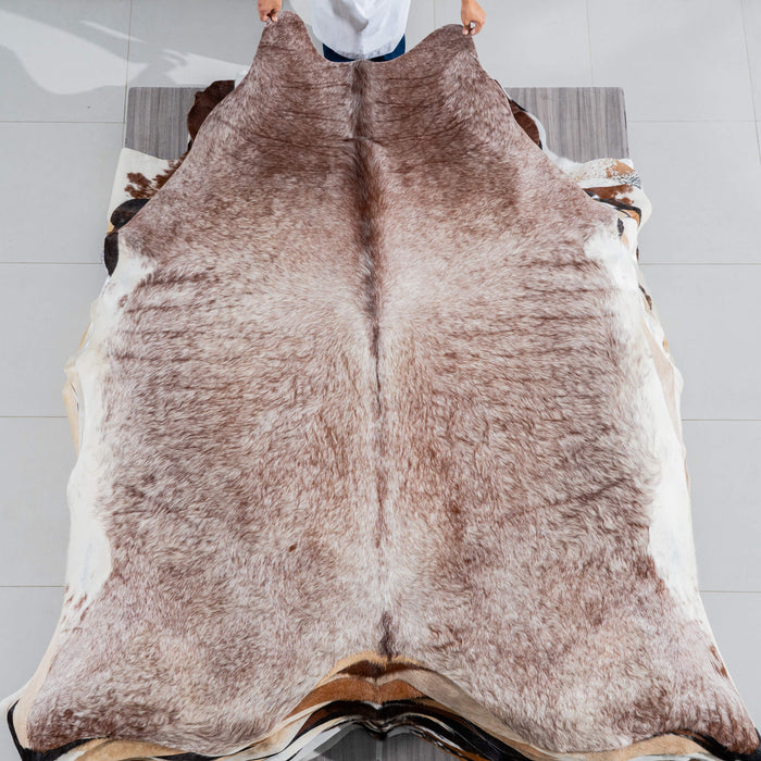Brazilian Brown Salt and Pepper Cowhide Rug Size 7'10" L x 6'9" W 3730