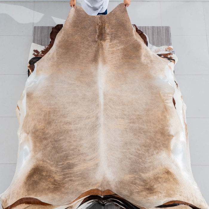 Brazilian Light Grey Brindle Cowhide Rug Size 8'1" L x 7'3" W 3733