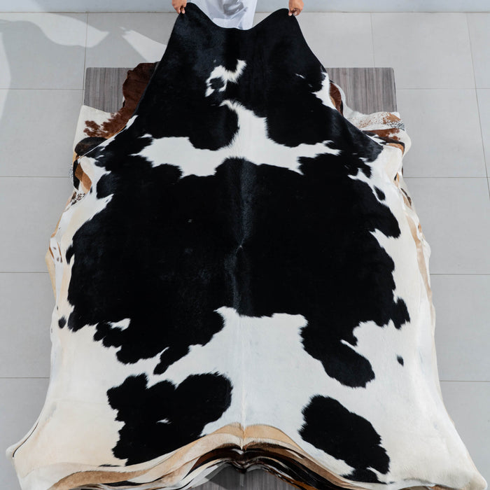Brazilian Black and White Cowhide Rug Size 8'5" L x 6'11" W 3738