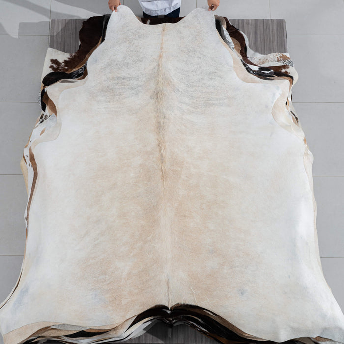 Brazilian Light Grey Brindle Cowhide Rug Size 7'8" L x 7'3" W 3743