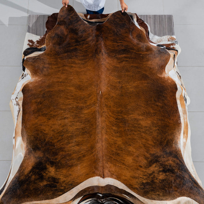 Brazilian Brindle Cowhide Rug Size 7'6" L x 7'0" W 3747