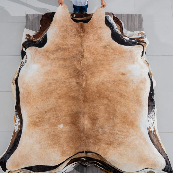 Brazilian Beige Cowhide Rug Size 7'8" L x 6'5" W 3756