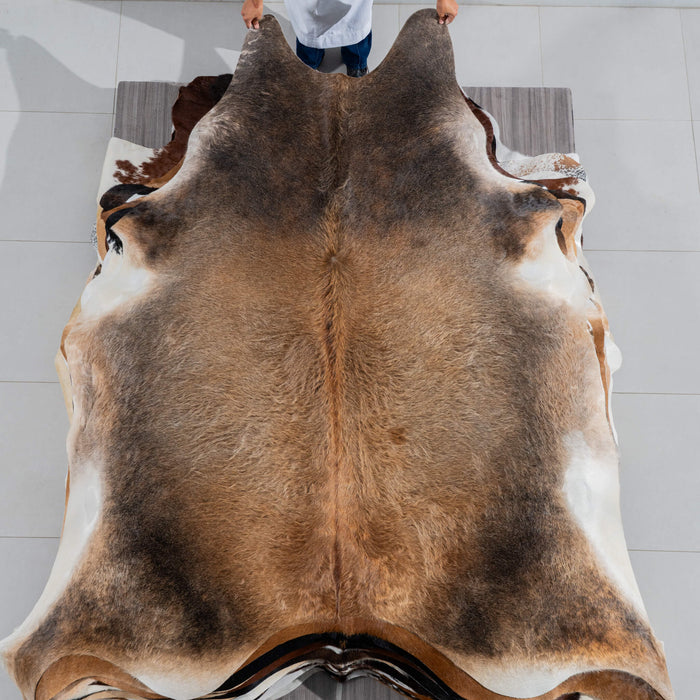 Brazilian Grey Palomino Cowhide Rug Size 8'5" L x 8'1" W 3766