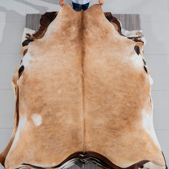 Brazilian Beige Cowhide Rug Size 7'10" L x 6'10" W 3774
