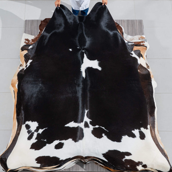 Brazilian Black and White Cowhide Rug Size 8'4" L x 6'6" W 3776