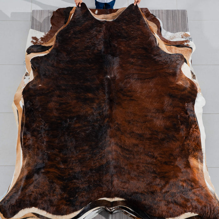 Brazilian Dark Brindle Cowhide Rug Size 7'7" L x 6'11" W 3778
