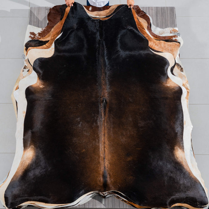 Brazilian Mahogany Cowhide Rug Size 7'6" L x 6'8" W 3784