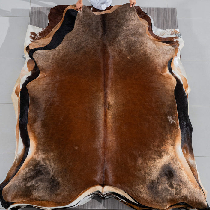 Brazilian Brown Cowhide Rug Size 7'5" L x 6'9" W 3792