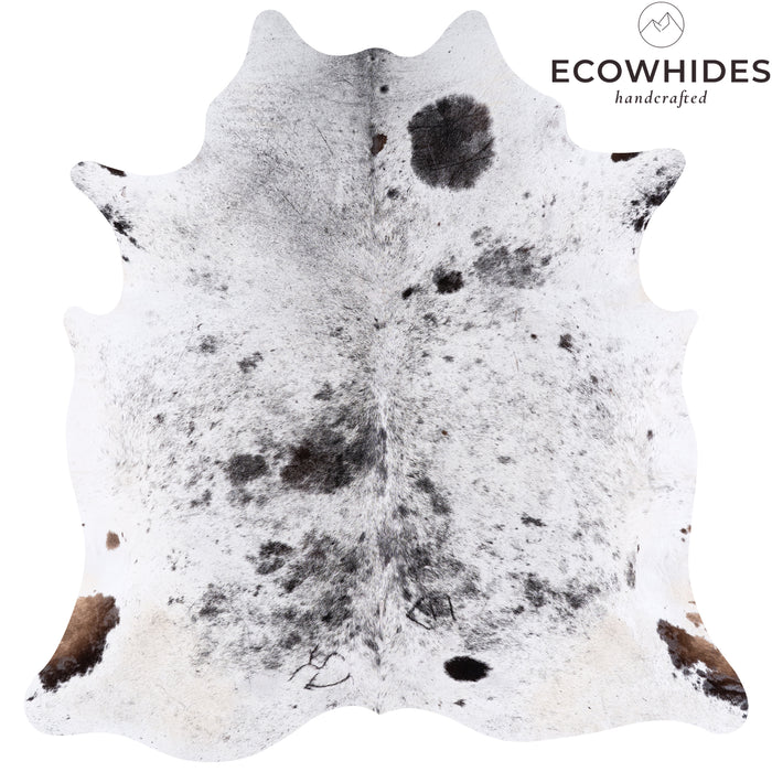 Vintage Black Salt and Pepper Cowhide Rug Size 6'11" L x 6'10" W 4349