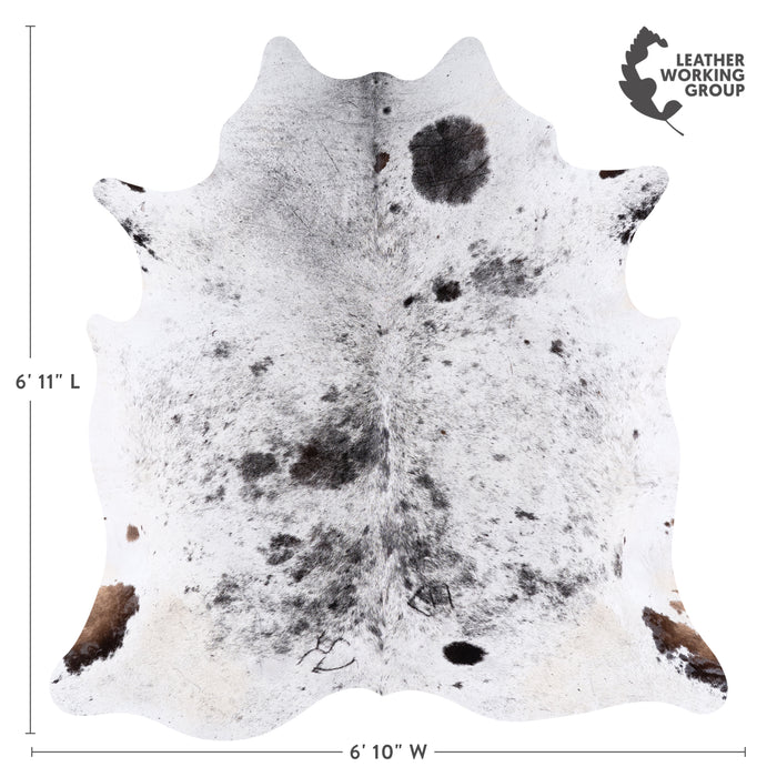 Vintage Black Salt and Pepper Cowhide Rug Size 6'11" L x 6'10" W 4349