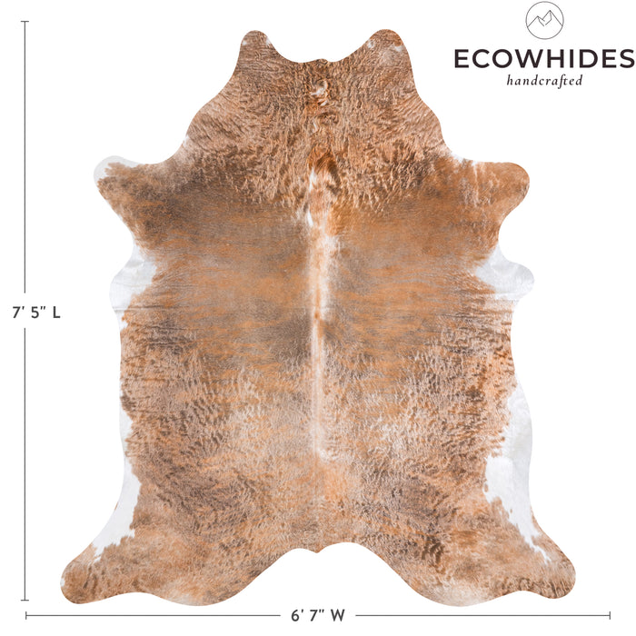 Brazilian Palomino and White Cowhide Rug Size 7'5" L x 6'7" W 4512