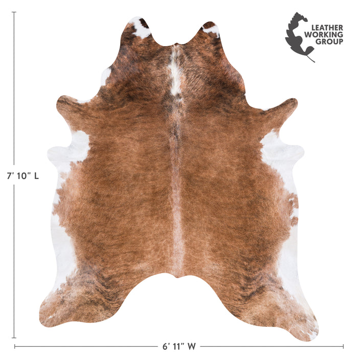 Brazilian Brindle White Belly Cowhide Rug Size 7'10" L x 6'11" W 4517