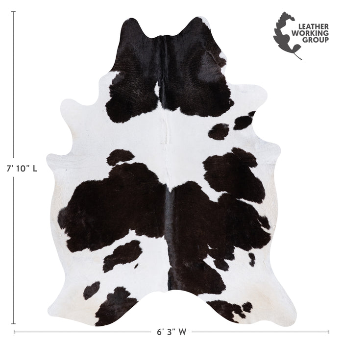 Brazilian Black and White Cowhide Rug Size 7'10" L x 6'3" W 4521
