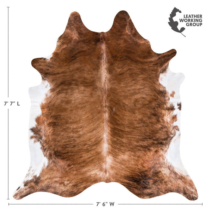 Brazilian Brindle White Belly Cowhide Rug Size 7'7" L x 7'6" W 4531