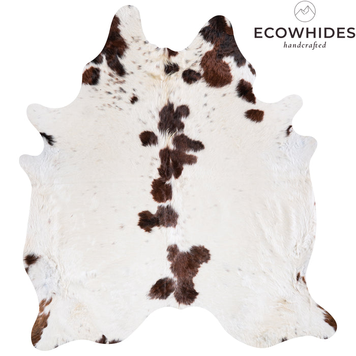Brazilian Chocolate and White Cowhide Rug Size 7'9" L x 6'10" W 4539