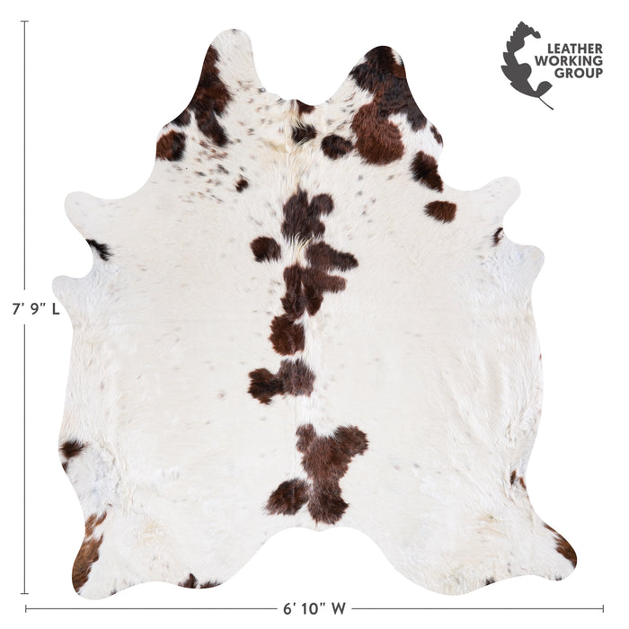 Brazilian Chocolate and White Cowhide Rug Size 7'9" L x 6'10" W 4539
