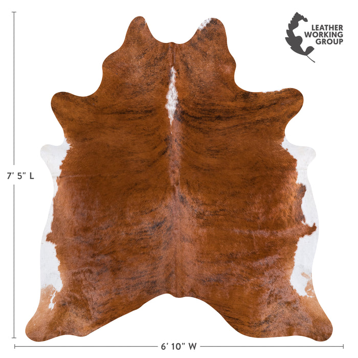Brazilian Brindle White Belly Cowhide Rug Size 7'5" L x 6'10" W 4543