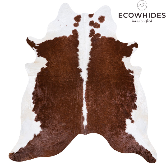 Brazilian Brown and White Cowhide Rug Size 7'7" L x 7'3" W 4550