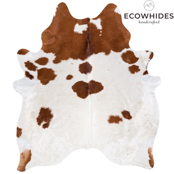 Brazilian Brown and White Cowhide Rug Size 7'6" L x 6'2" W 4587