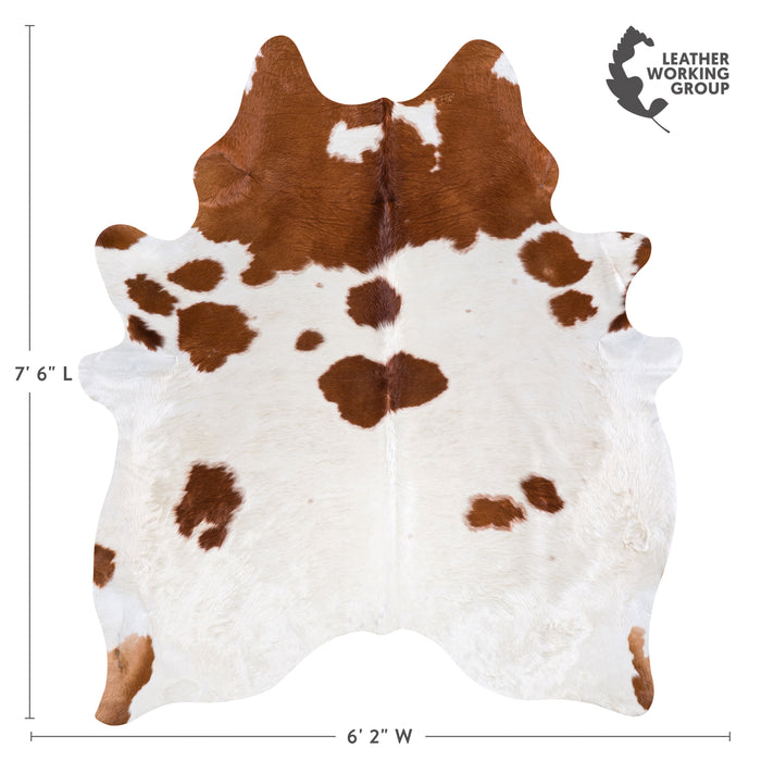 Brazilian Brown and White Cowhide Rug Size 7'6" L x 6'2" W 4587