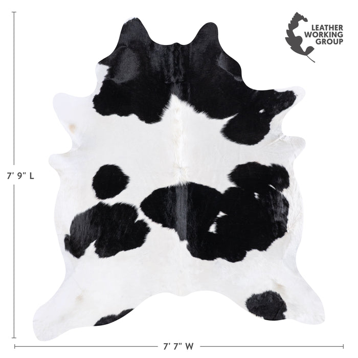 Brazilian Black and White Cowhide Rug Size 7'9" L x 7'1" W 4670