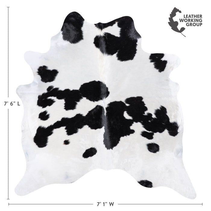 Brazilian Black and White Cowhide Rug Size 7'6" L x 7'1" W 4671