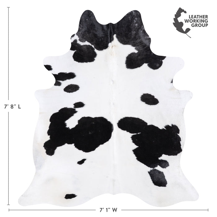 Brazilian Black and White Cowhide Rug Size 7'8" L x 7'1" W 4673