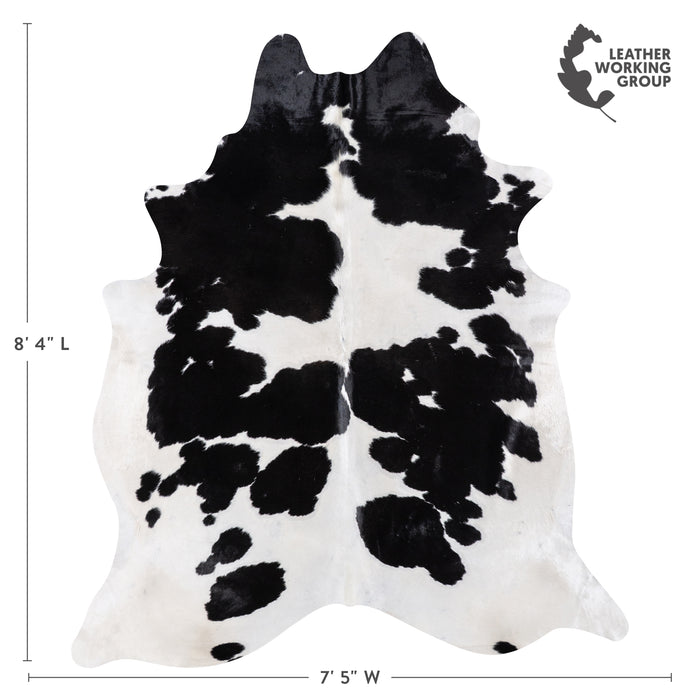 Brazilian Black and White Cowhide Rug Size 8'4" L x 7'5" W 4676